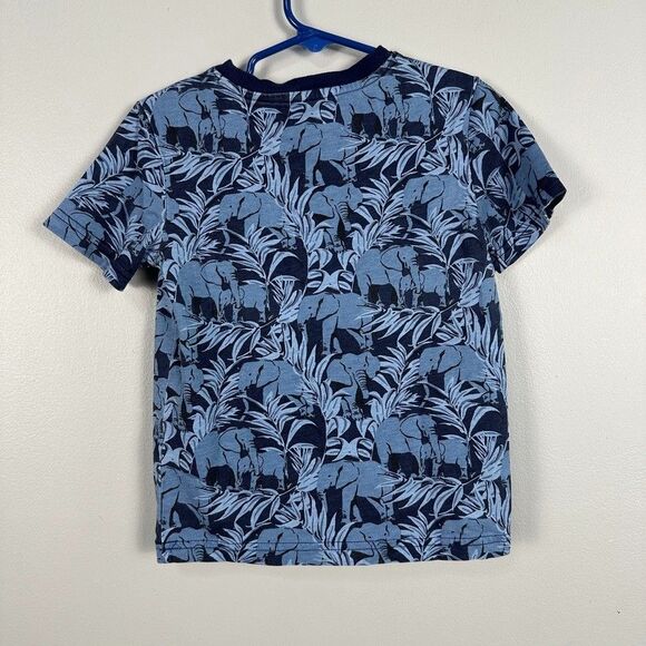 Janie and Jack Boys 4 Short Sleeve T-Shirt Elephant Cotton Pullover Blue - Picture 4 of 4
